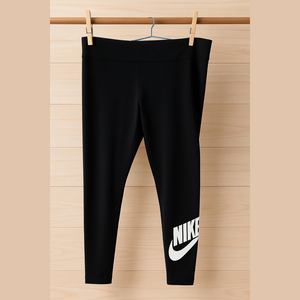 Nike Black Leggings Size 2X with White Swoosh Logo